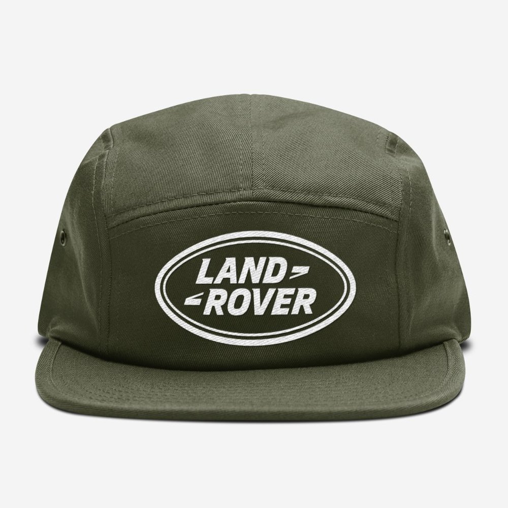 NEW Land Rover Logo 5 Panel Camper Strapback Hat DARK OLIVE GREEN - Picture 1 of 5